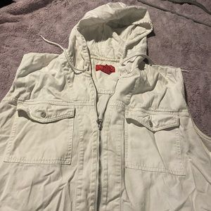 Venezia white lightweight stretch denim hoodie Vest